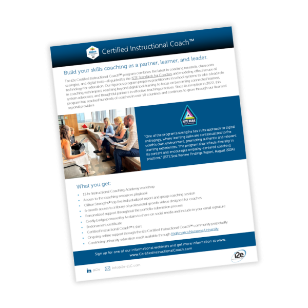 i2e Certified Instructional Coach informational PDF i2e Certified Instructional Coach informational PDF